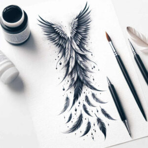 energy-wings-tattoo – tattoo design ideas free ai generated – neotraditional-bold-texture – for-spine – Gallery: wings-inkby-ai