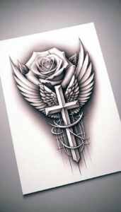 energy-wings-tattoo – tattoo design ideas free ai generated – neotraditional-dynamic-composition – for-elbow – Gallery: wings-inkby-ai