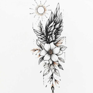 energy-wings-tattoo – tattoo design ideas free ai generated – surrealism-enigmatic-aura – for-lower-chest – Gallery: wings-inkby-ai