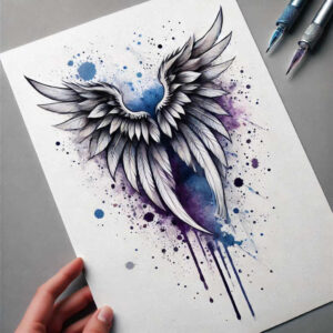 feather-wings-tattoo – tattoo design ideas free ai generated – neotraditional-bold-texture – for-wrist – Gallery: wings-inkby-ai