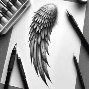 for-women – tattoo design ideas free ai generated – realism-refined-contrast – for-calf – Gallery: wings-inkby-ai