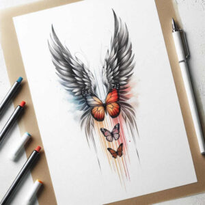 freedom-and-protection-wings-tattoo – tattoo design ideas free ai generated – realism-subtle-gradients – for-toe – Gallery: wings-inkby-ai