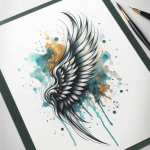 freedom-motif-wings-tattoo – tattoo design ideas free ai generated – realism-emotional-realism – for-upper-thigh – Gallery: wings-inkby-ai