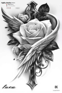geometric-wings-tattoo – tattoo design ideas free ai generated – realism-precise-anatomy – for-upper-arm – Gallery: wings-inkby-ai