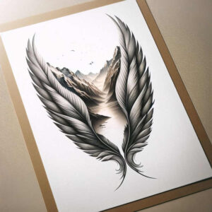 geometric-wings-tattoo – tattoo design ideas free ai generated – realism-textured-light – for-hip – Gallery: wings-inkby-ai