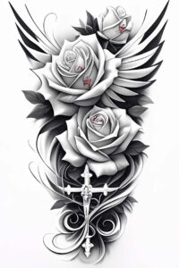 geometric-wings-tattoo – tattoo design ideas free ai generated – realism-true-skin – for-knee – Gallery: wings-inkby-ai
