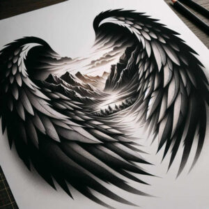 guardian-angel-wings-tattoo – tattoo design ideas free ai generated – neotraditional-artistic-contrast – for-knee – Gallery: wings-inkby-ai