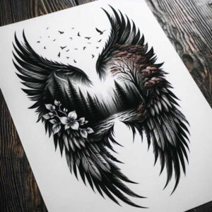 hope-symbol-wings-tattoo – tattoo design ideas free ai generated – surrealism-hallucinatory – for-toe – Gallery: wings-inkby-ai