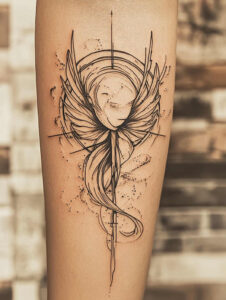inspiration-motif-wings-tattoo – tattoo design ideas free ai generated – neotraditional-strong-contrast – for-outer-arm – Gallery: wings-inkby-ai