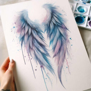 inspiration-motif-wings-tattoo – tattoo design ideas free ai generated – neotraditional-vivid-detail – for-lower-thigh – Gallery: wings-inkby-ai