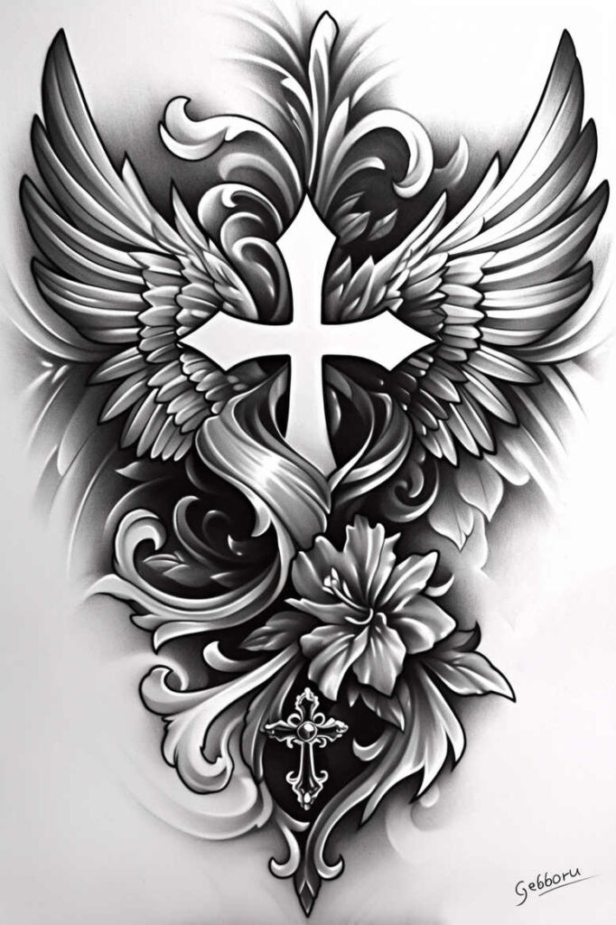 life-energy-wings-tattoo – tattoo design ideas free ai generated – neotraditional-refined-lines – for-scapula – Gallery: wings-inkby-ai
