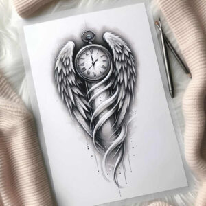 life-energy-wings-tattoo – tattoo design ideas free ai generated – realism-highlighted-contrast – for-sternum – Gallery: wings-inkby-ai