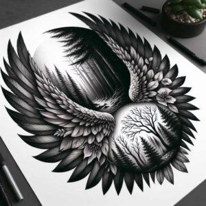 life-energy-wings-tattoo – tattoo design ideas free ai generated – realism-volume-effect – for-triceps – Gallery: wings-inkby-ai