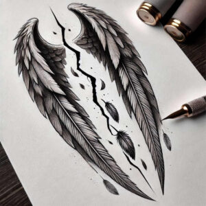 life-motif-wings-tattoo – tattoo design ideas free ai generated – neotraditional-bold-texture – for-upper-shoulder – Gallery: wings-inkby-ai