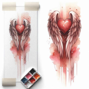 life-motif-wings-tattoo – tattoo design ideas free ai generated – surrealism-otherworldly – for-temple – Gallery: wings-inkby-ai