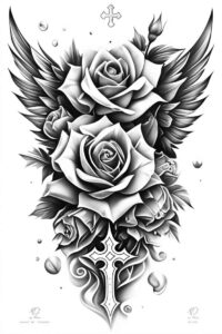 life-motif-wings-tattoo – tattoo design ideas free ai generated – surrealism-phantasm – for-back – Gallery: wings-inkby-ai