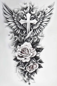 light-effects-wings-tattoo – tattoo design ideas free ai generated – realism-real-shadows – for-heel – Gallery: wings-inkby-ai