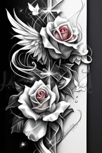 line-wings-tattoo – tattoo design ideas free ai generated – neotraditional-contrasting-colors – for-inner-arm – Gallery: wings-inkby-ai