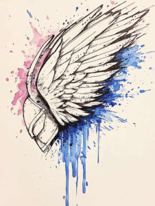 line-wings-tattoo – tattoo design ideas free ai generated – neotraditional-layered-color – for-nape – Gallery: wings-inkby-ai