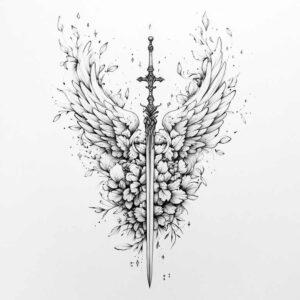 line-wings-tattoo – tattoo design ideas free ai generated – realism-high-fidelity – for-sternum – Gallery: wings-inkby-ai