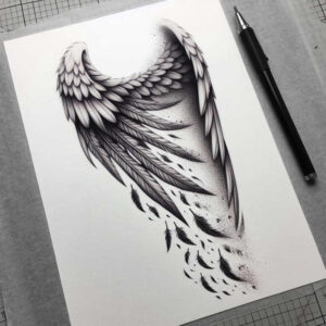 line-wings-tattoo – tattoo design ideas free ai generated – realism-realistic-dimension – for-triceps – Gallery: wings-inkby-ai