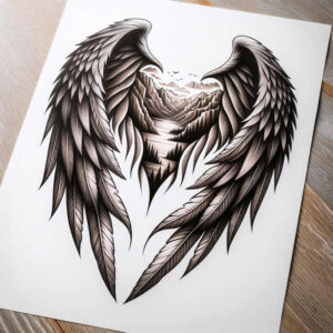 line-wings-tattoo – tattoo design ideas free ai generated – realism-realistic-structure – for-toe – Gallery: wings-inkby-ai