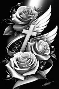 love-motif-wings-tattoo – tattoo design ideas free ai generated – realism-seamless-blend – for-upper-back – Gallery: wings-inkby-ai