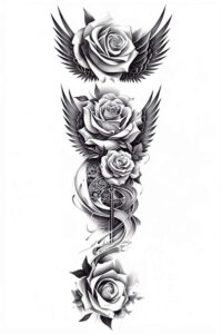 motion-wings-tattoo – tattoo design ideas free ai generated – neotraditional-bold-texture – for-behind-ear – Gallery: wings-inkby-ai