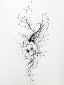 motion-wings-tattoo – tattoo design ideas free ai generated – neotraditional-soft-blending – for-collarbone – Gallery: wings-inkby-ai