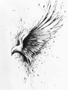 motion-wings-tattoo – tattoo design ideas free ai generated – realism-contour-shading – for-lower-back – Gallery: wings-inkby-ai