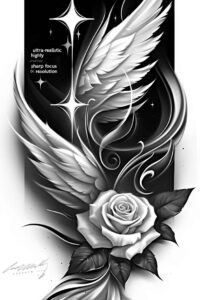 mystery-motif-wings-tattoo – tattoo design ideas free ai generated – neotraditional-classic-motifs – for-stomach – Gallery: wings-inkby-ai