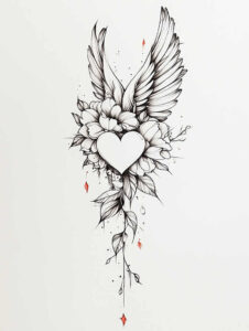 ornamental-detail-wings-tattoo – tattoo design ideas free ai generated – realism-natural-contours – for-elbow – Gallery: wings-inkby-ai