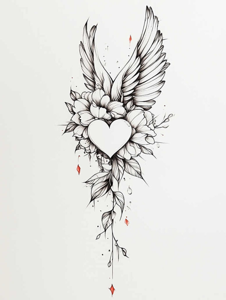 ornamental-detail-wings-tattoo – tattoo design ideas free ai generated – realism-natural-contours – for-elbow – Gallery: wings-inkby-ai