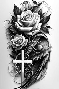 ornamental-wings-tattoo – tattoo design ideas free ai generated – surrealism-dreamscape – for-back-of-neck – Gallery: wings-inkby-ai