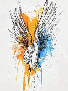 peace-motif-wings-tattoo – tattoo design ideas free ai generated – neotraditional-modern-classic – for-side-torso – Gallery: wings-inkby-ai