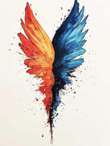 peace-motif-wings-tattoo – tattoo design ideas free ai generated – realism-mirrored-effect – for-side-torso – Gallery: wings-inkby-ai