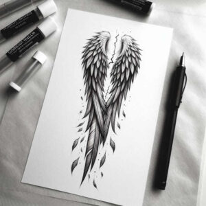 protection-motif-wings-tattoo – tattoo design ideas free ai generated – neotraditional-refined-lines – for-forearm – Gallery: wings-inkby-ai