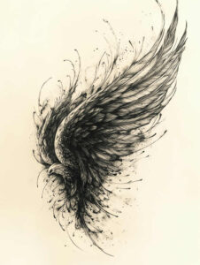 protection-motif-wings-tattoo – tattoo design ideas free ai generated – surrealism-ghostly-shapes – for-shin – Gallery: wings-inkby-ai