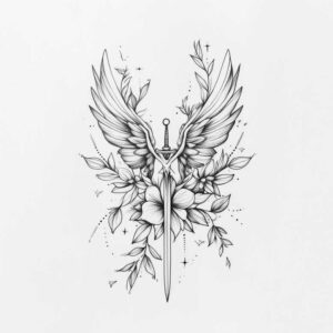 protection-symbol-wings-tattoo – tattoo design ideas free ai generated – neotraditional-dynamic-color – for-ankle – Gallery: wings-inkby-ai