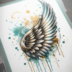 realistic-wings-tattoo – tattoo design ideas free ai generated – realism-fine-lines – for-calf – Gallery: wings-inkby-ai