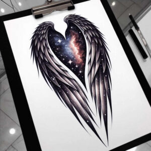 shaded-wings-tattoo – tattoo design ideas free ai generated – neotraditional-artistic-contrast – for-abdomen – Gallery: wings-inkby-ai