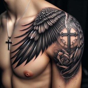 shaded-wings-tattoo – tattoo design ideas free ai generated – surrealism-esoteric – for-arm – Gallery: wings-inkby-ai