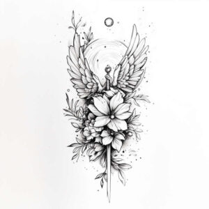 shadow-and-light-wings-tattoo – tattoo design ideas free ai generated – surrealism-shadow-play – for-lower-arm – Gallery: wings-inkby-ai