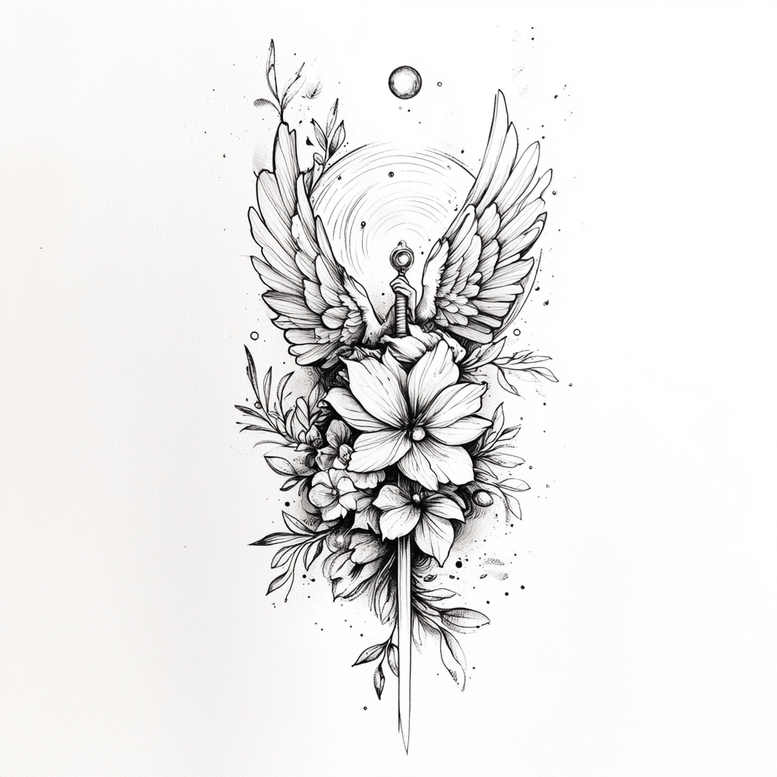 shadow-and-light-wings-tattoo – tattoo design ideas free ai generated – surrealism-shadow-play – for-lower-arm – Gallery: wings-inkby-ai