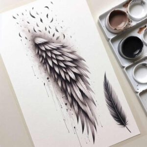 spirituality-symbol-wings-tattoo – tattoo design ideas free ai generated – neotraditional-rich-shading – for-biceps – Gallery: wings-inkby-ai