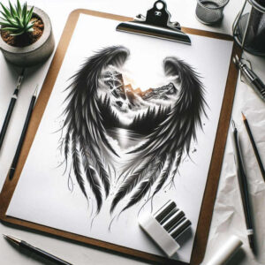 strength-symbol-wings-tattoo-for-men – tattoo design ideas free ai generated – neotraditional-bold-highlights – for-arm – Gallery: wings-inkby-ai