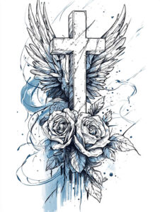 symbolic-wings-tattoo – tattoo design ideas free ai generated – realism-realistic-color – for-behind-ear – Gallery: wings-inkby-ai