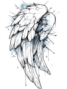 symbolic-wings-tattoo – tattoo design ideas free ai generated – realism-realistic-perspective – for-calf – Gallery: wings-inkby-ai