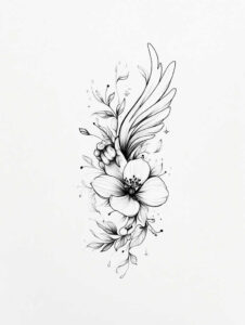 symbolic-wings-tattoo – tattoo design ideas free ai generated – surrealism-whimsical – for-outer-arm – Gallery: wings-inkby-ai
