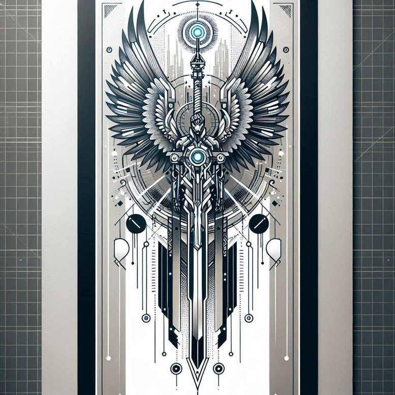 wings tattoo design ideas Surrealism abstract forms air tattoo for shoulder blade